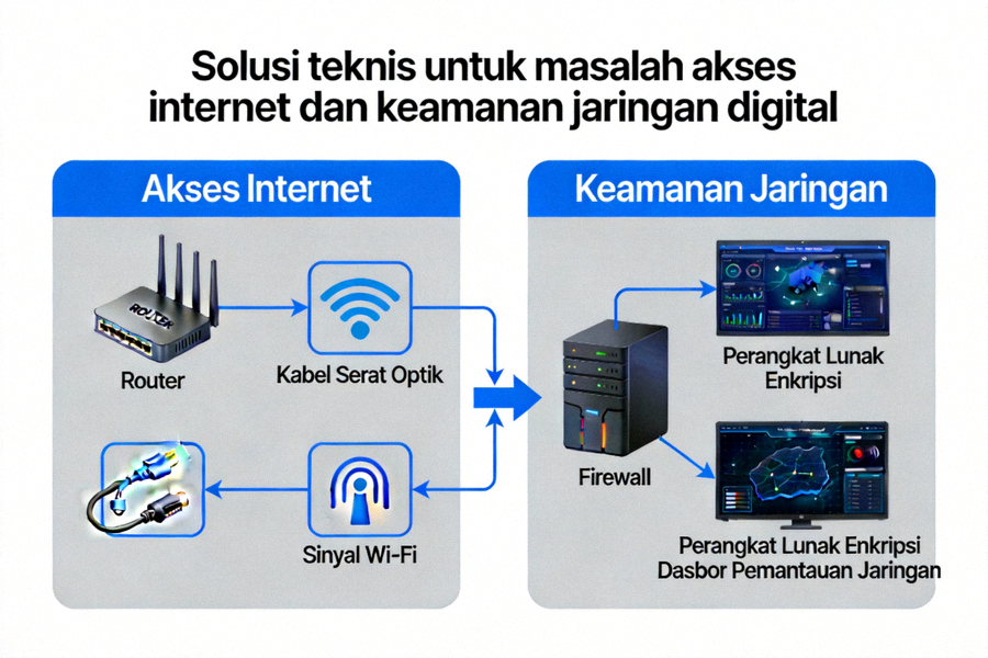 Solusi teknis untuk masalah akses internet dan keamanan jaringan digital