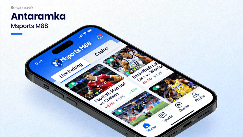 Antarmuka Msports M88 pada tampilan mobile yang responsif