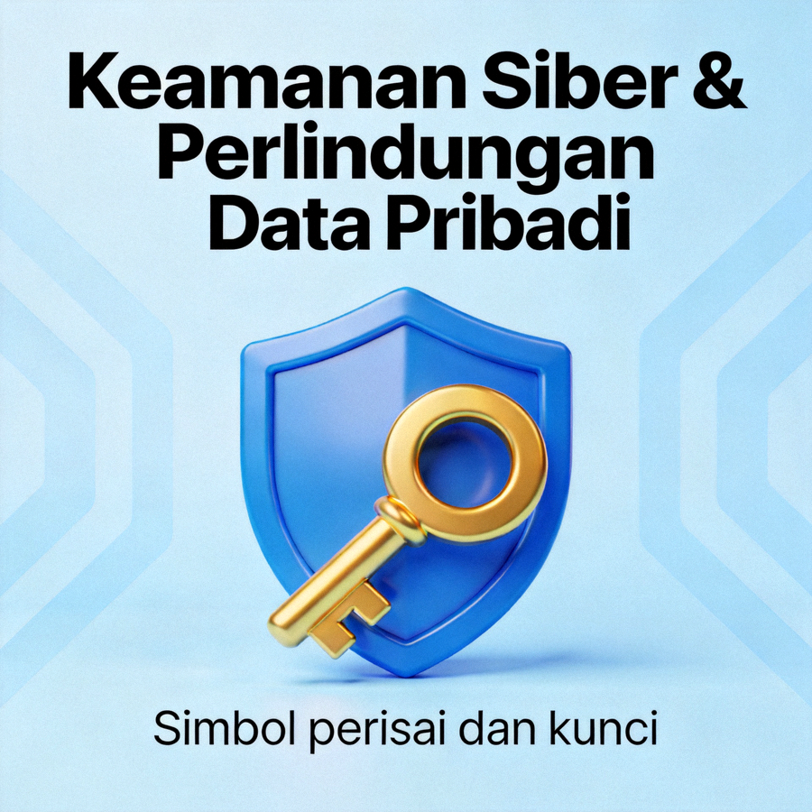 Konsep keamanan siber dan perlindungan data pribadi dengan simbol perisai dan kunci