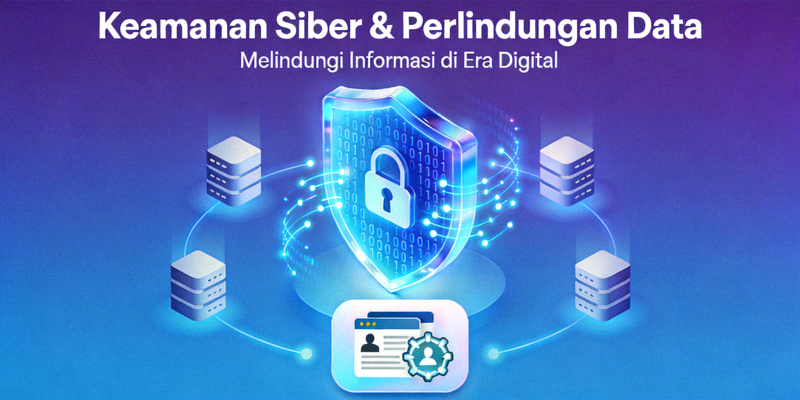 Ilustrasi konsep keamanan siber dan perlindungan data di internet