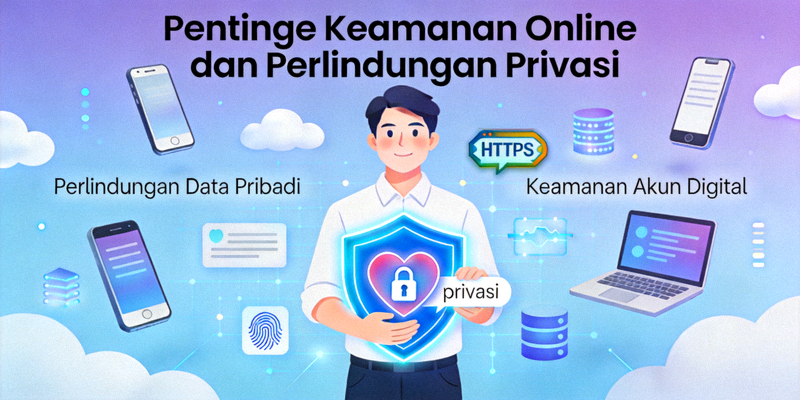 Ilustrasi tentang pentingnya keamanan online dan perlindungan privasi